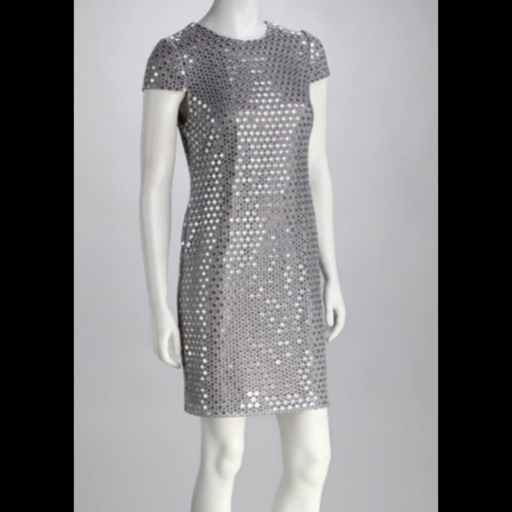 Suzy Chin for Maggie Boutique Silver Sequin Dress